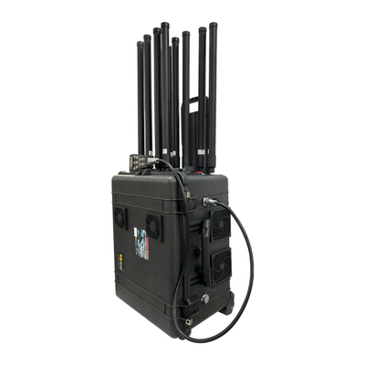 8 चैनल 3KM ट्रॉली स्टाइल ड्रोन जैमर 1.2GHz 1.4GHz 1.5GHz 2.4GHz 5.2GHz 5.8GHz