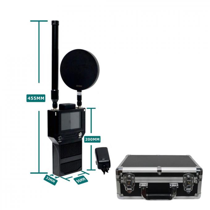 पोर्टेबल 3KM FPV DJI ड्रोन डिटेक्टर 400MHz 2.4GHz 5.2G 5.8G हैंडहेल्ड डिटेक्शन 0
